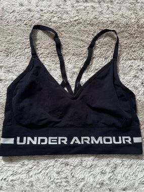 Under Armour Black & White Logo Seamless Sports Bra